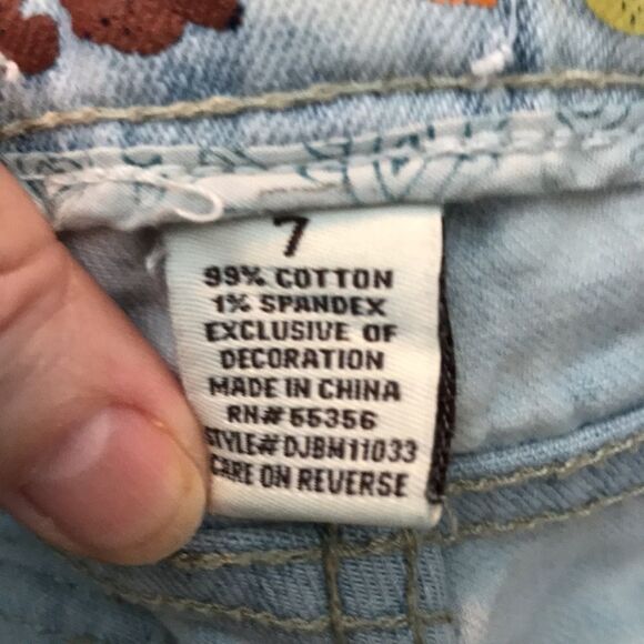 Mudd Distressed Ripped Shortie Jean Shorts Blue 7 - Picture 6 of 14